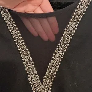 H&M | Dresses | Hm Black Aline Beaded Front Mesh Dress | Poshmark